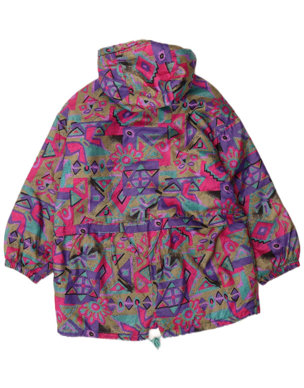 VINTAGE Girls Hooded Windbreaker Coat 15-16 Years Multicoloured Geometric