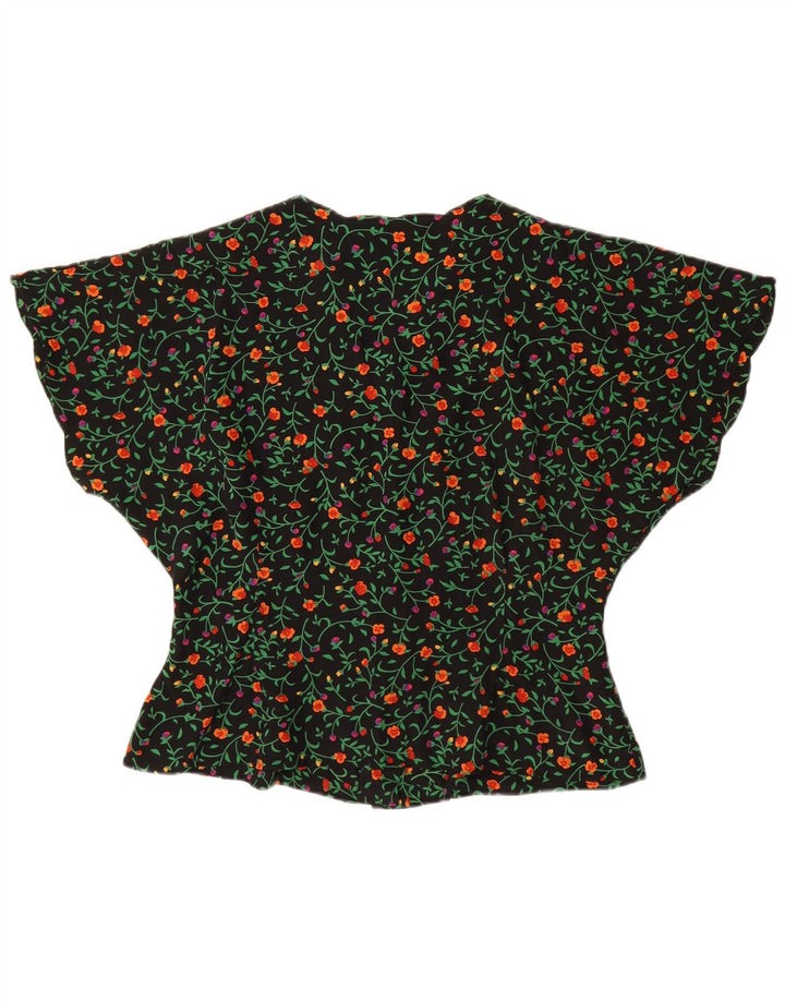ALBA FORNARI Womens Batwing Blouse Top UK 16 Large Black Floral