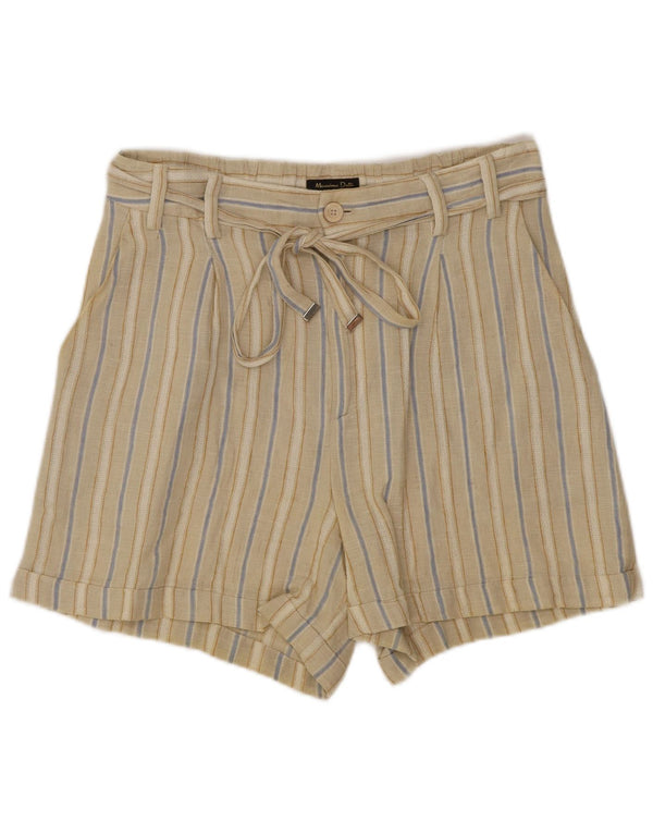 Ženske ležerne kratke hlače visokog rasta Massimo Dutti EU 36 XS W26 bež na pruge