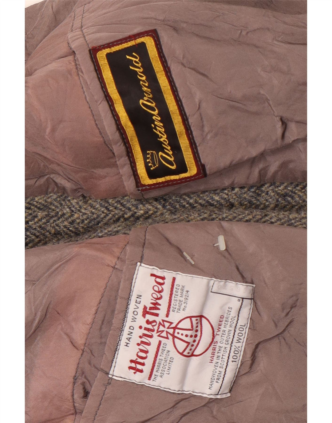 Harris Tweed muški sako sa 2 gumba UK 38 Srednje siva riblja kost vuna