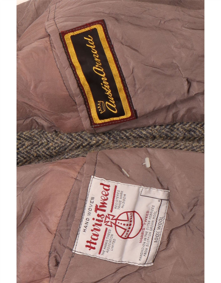 Harris Tweed muški sako sa 2 gumba UK 38 Srednje siva riblja kost vuna