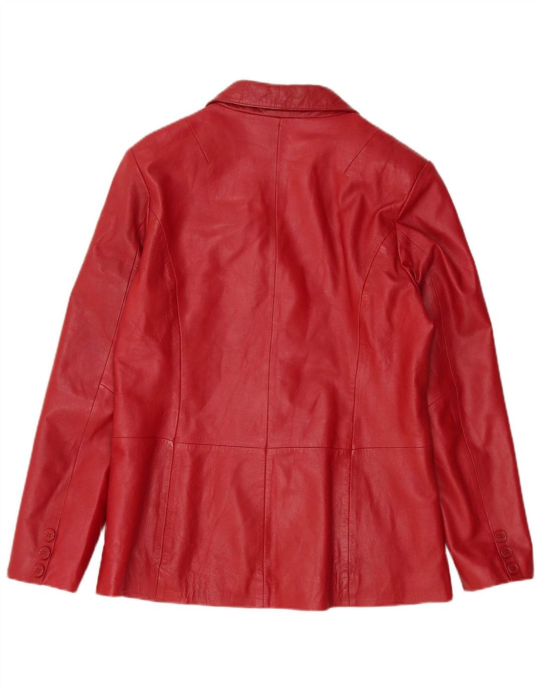 SASHA Womens 3 Button Leather Blazer Jacket UK 14 Medium Red Leather