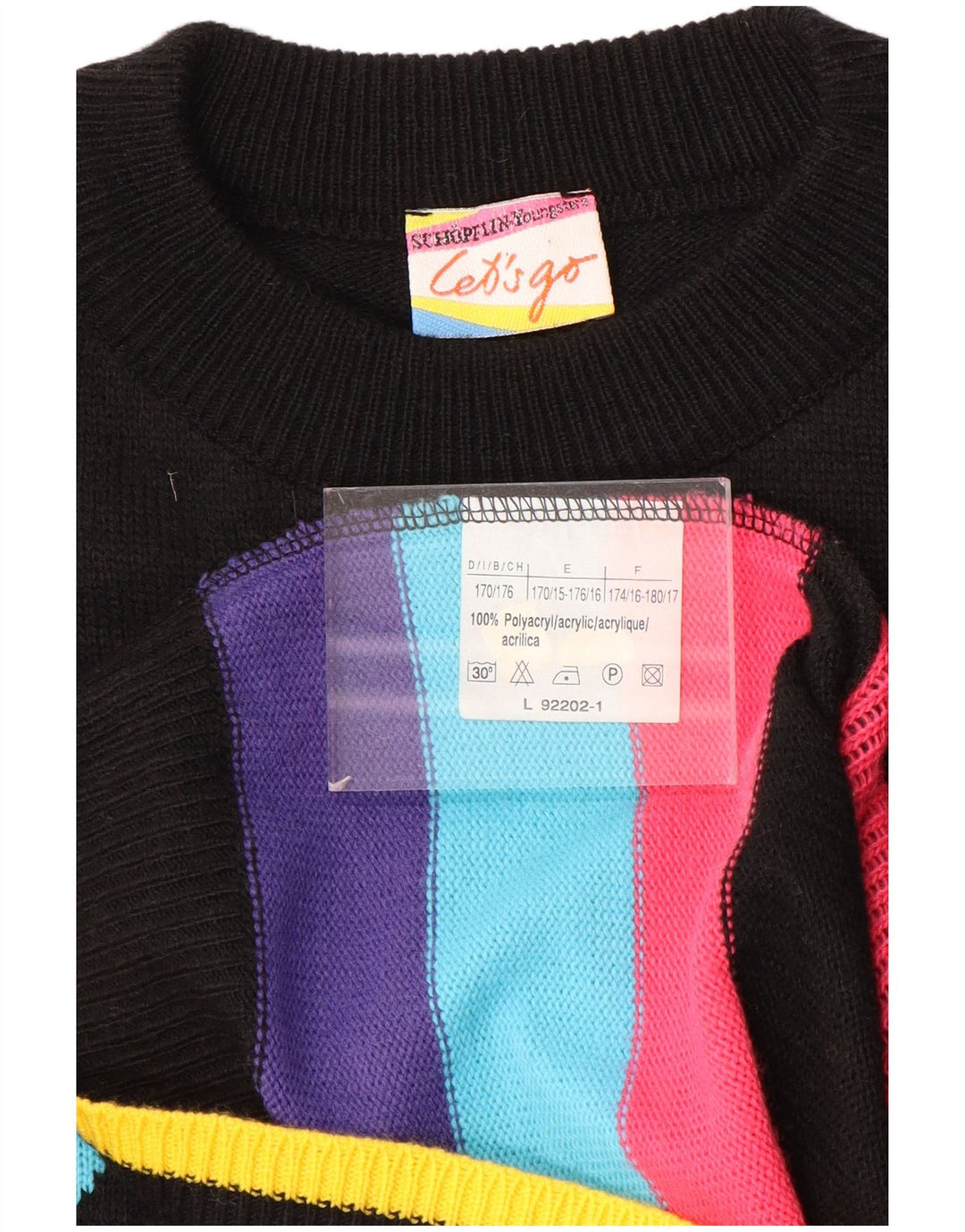 VINTAGE Ženska grafička džemper haljina UK 16 Veliki crni blok boja