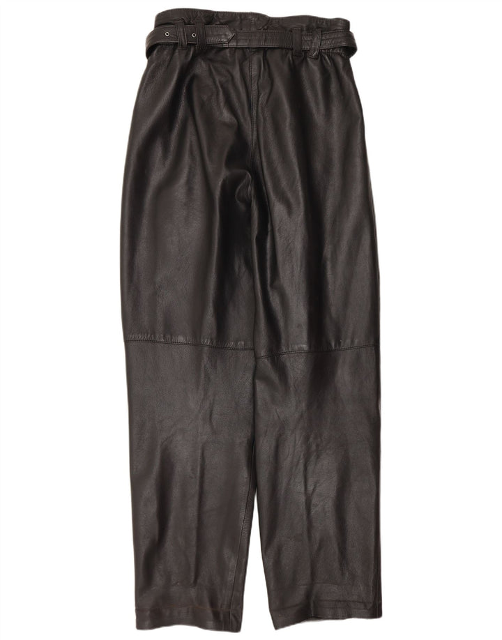 Vintage Womens Straight Leather Trousers IT 42 Medium W30 L30 Black