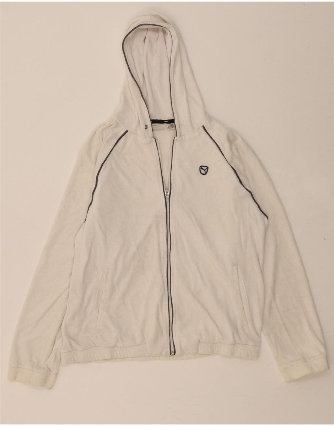 PUMA Womens Zip Hoodie Sweater UK 16 Large White Vintage Puma and Second-Hand Puma from Messina Hembry 