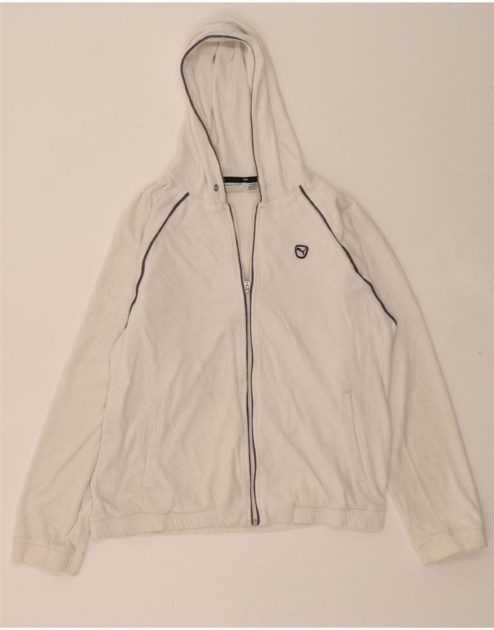 PUMA Womens Zip Hoodie Sweater UK 16 Large White Vintage Puma and Second-Hand Puma from Messina Hembry 