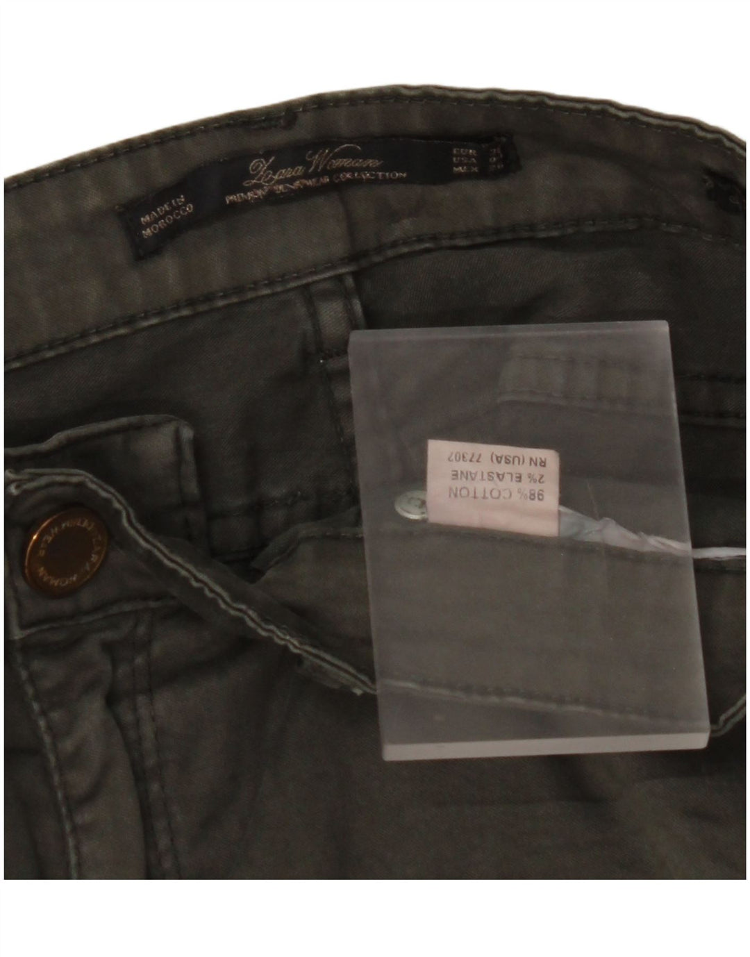 ZARA ženske uske ležerne hlače EU 38 male W28 L29 Kaki pamuk