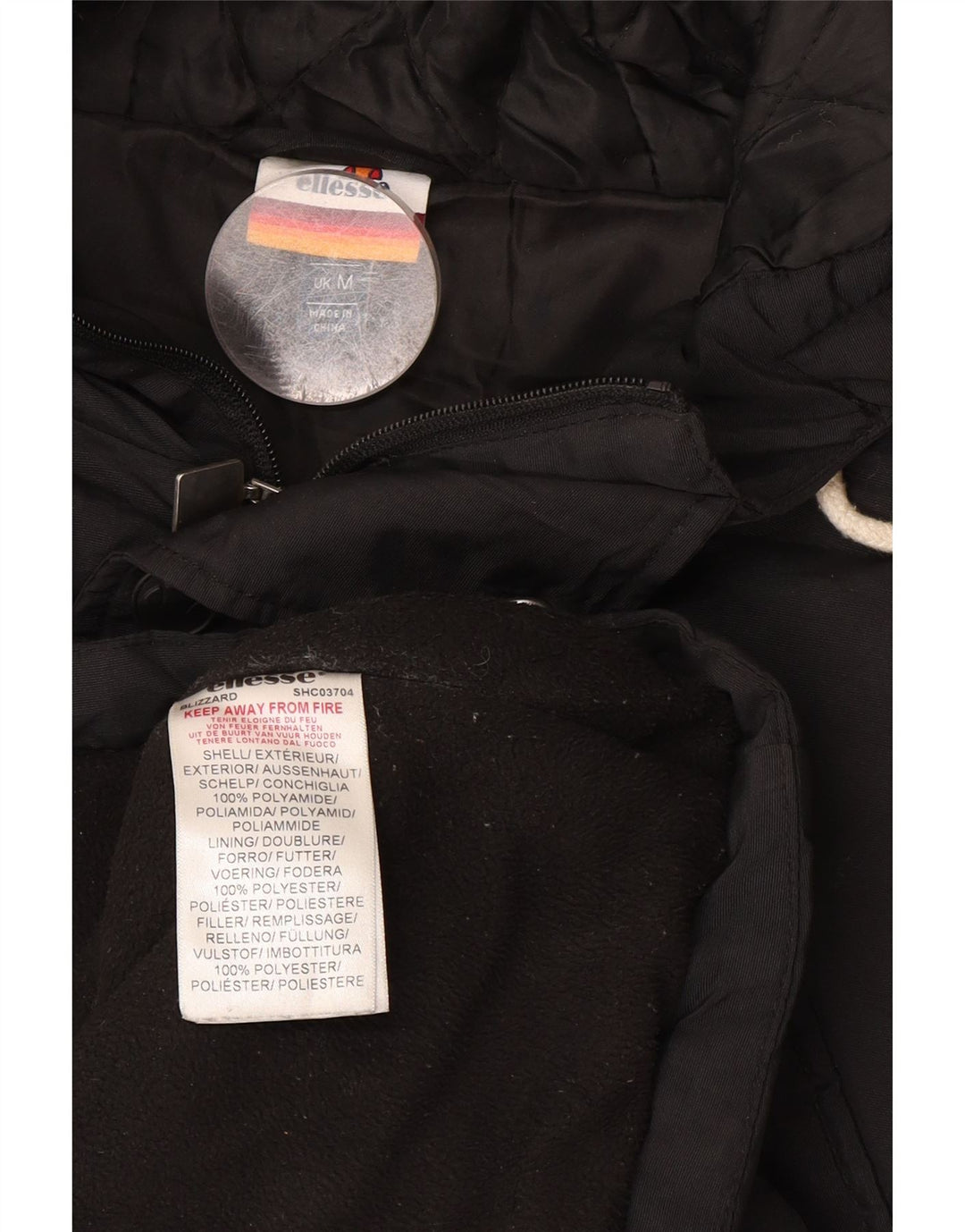 Ellesse muška parka jakna s kapuljačom UK 38 srednji crni poliester