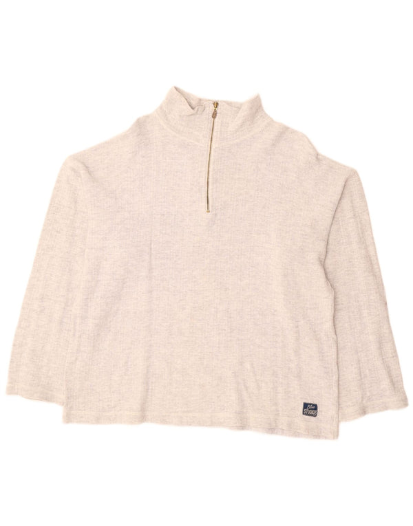 VINTAGE ženski džemper s izrezom i patentnim zatvaračem UK 18 XL sivi