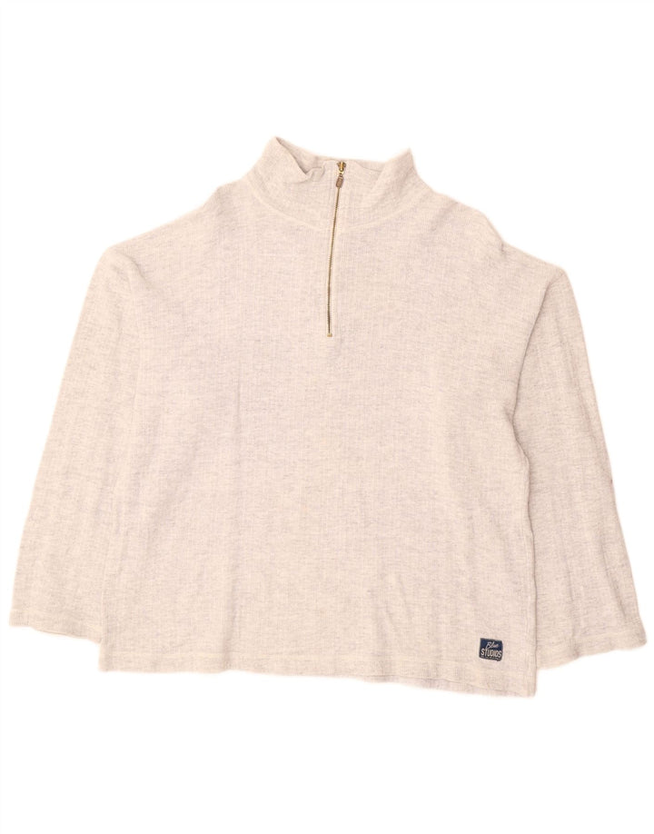 VINTAGE ženski džemper s izrezom i patentnim zatvaračem UK 18 XL sivi