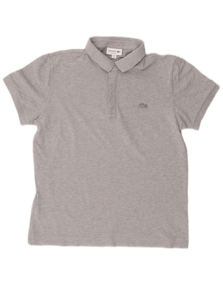 LACOSTE Mens Regular Fit Polo Shirt Size 4 Medium Grey Cotton