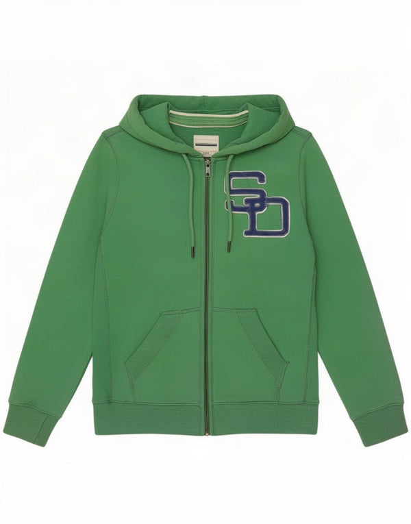 Superdry ženski džemper s kapuljačom s patentnim zatvaračem UK 14 Srednje zeleni pamuk