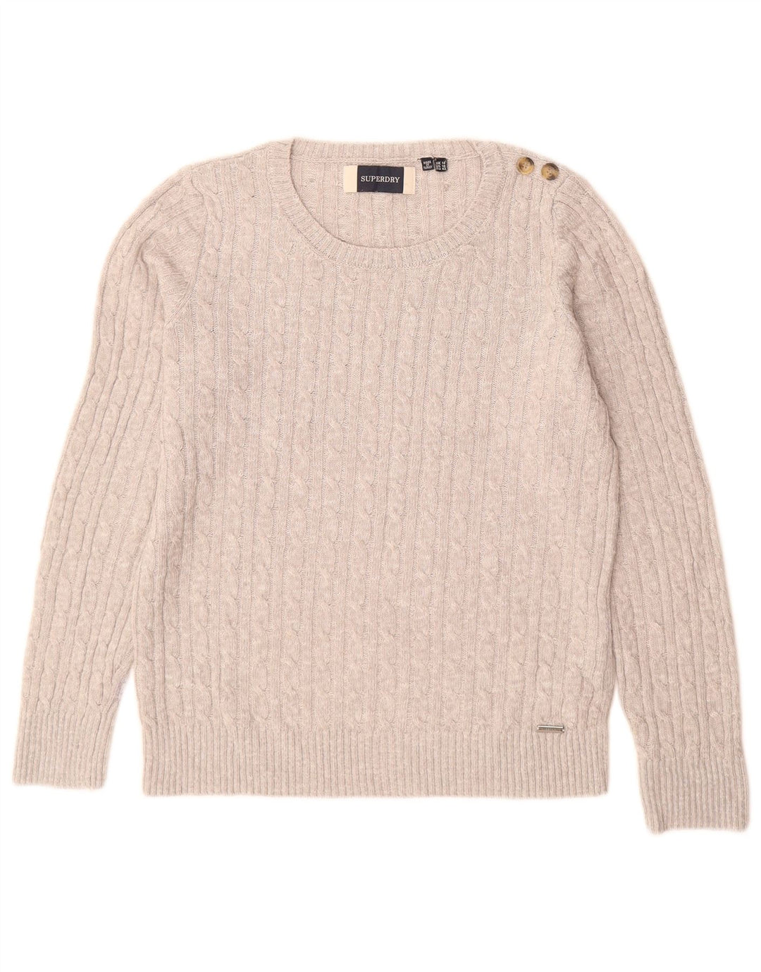 SUPERDRY ženski džemper s morskim izrezom UK 14 Veliki sivi akril