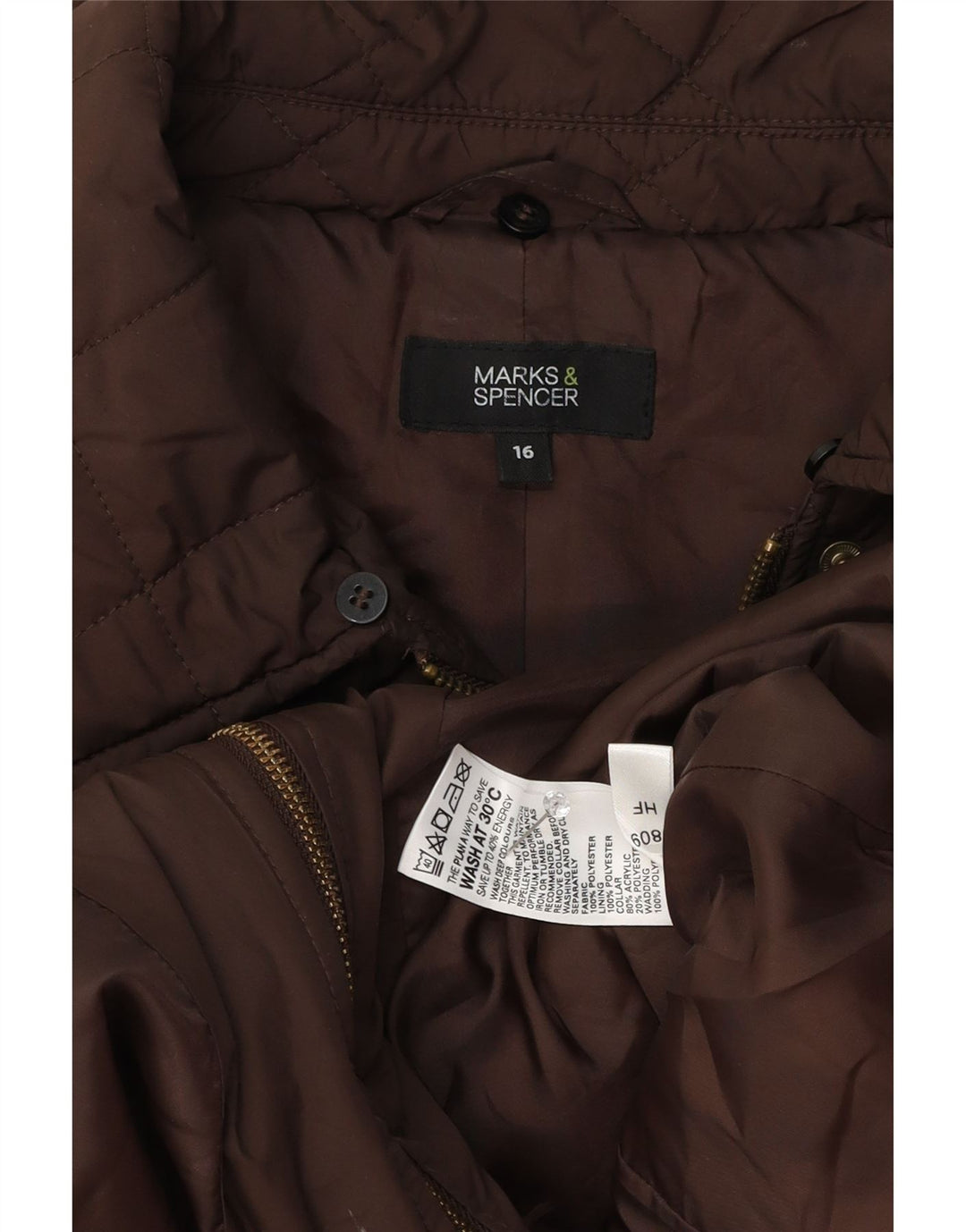 Marks & Spencer ženska prošivena jakna UK 16 veliki smeđi poliester