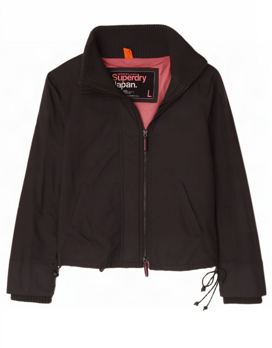Superdry ženska kišna jakna UK 16 Veliki crni najlon