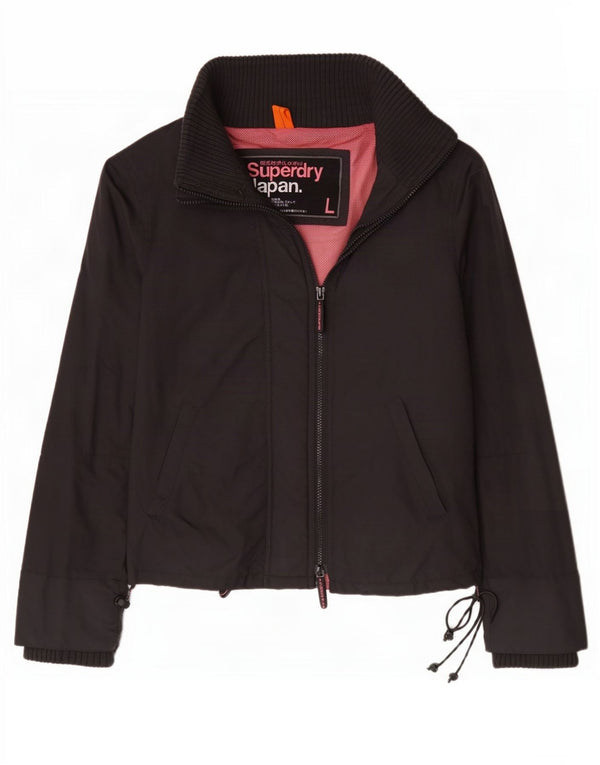 Superdry ženska kišna jakna UK 16 Veliki crni najlon