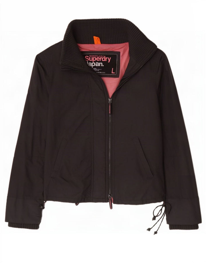 Superdry ženska kišna jakna UK 16 Veliki crni najlon