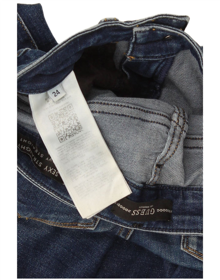 Guess Ženske Curvy Straight Traperice W24 L26 Plavi pamuk