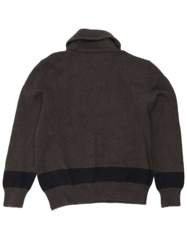 Polo Ralph Lauren Mens Shawl Neck Jumper Sweater Large Grey Colourblock