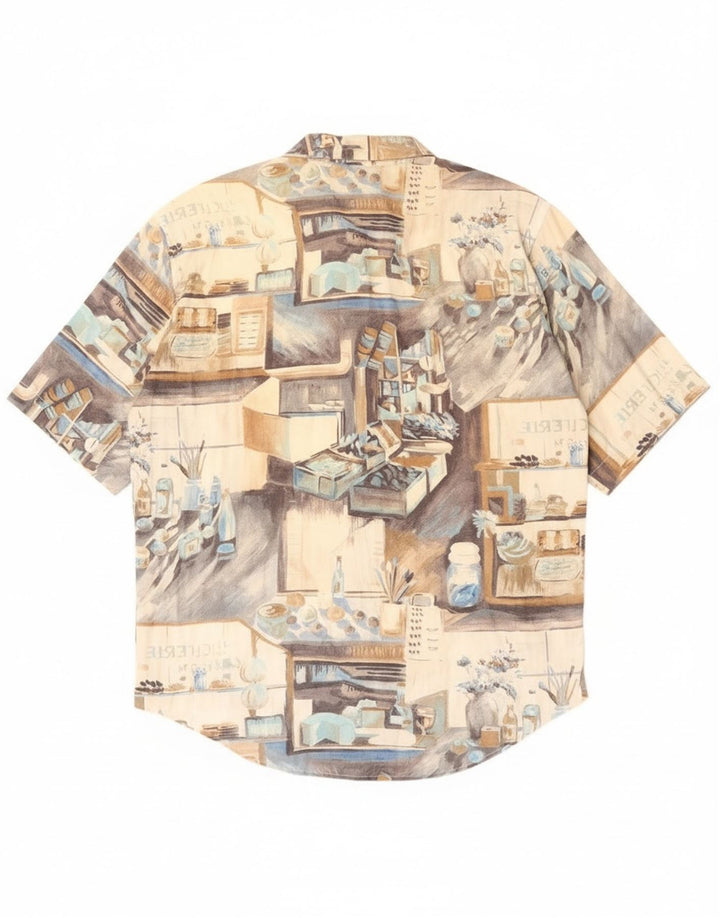 Benetton muška grafička majica kratkih rukava XL bež pačvork pamuk