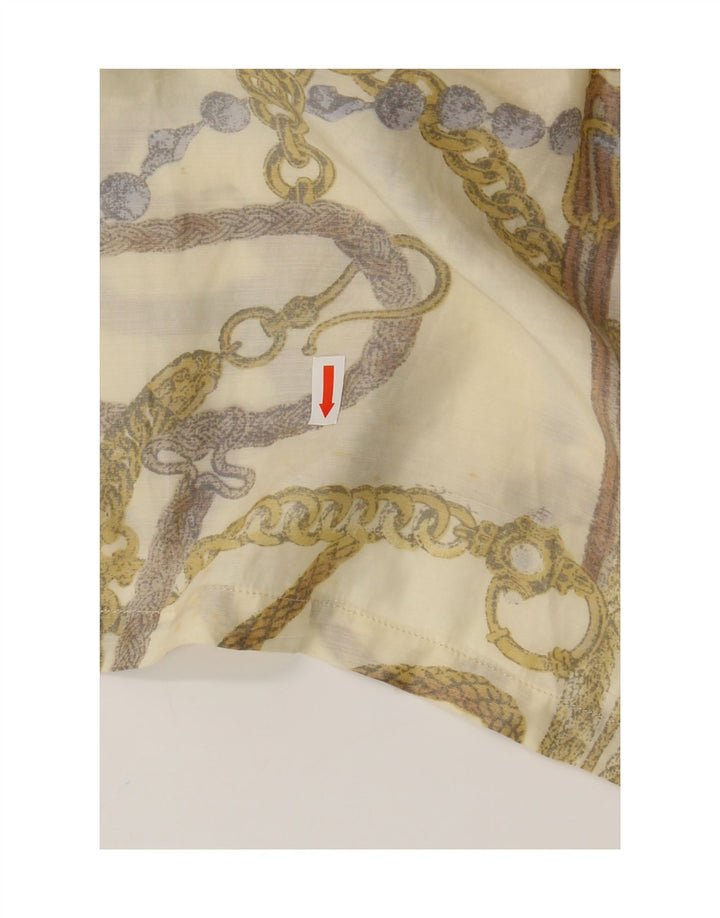 VINTAGE Ženski gornji dio bluze s apstraktnim uzorkom UK 16 Veliki bež akril