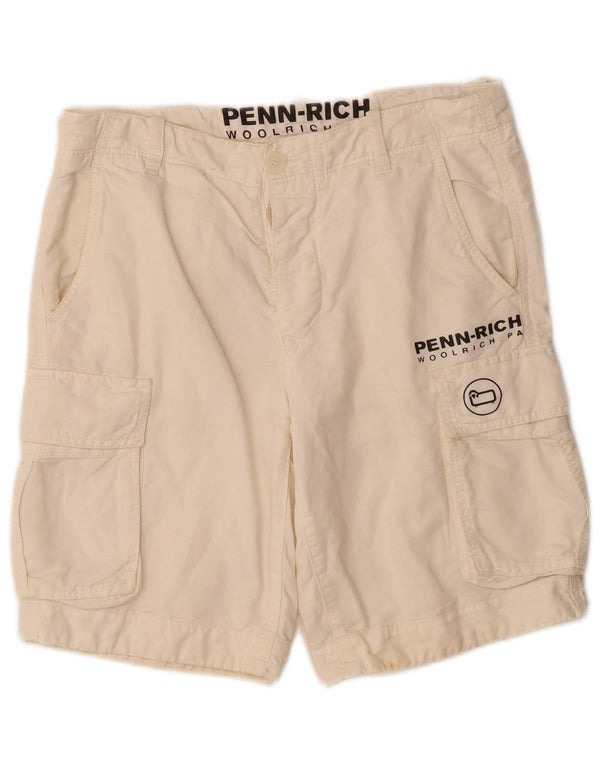 Woolrich Mens Penn-Rich Graphic Cargo kratke hlače male W29 od bijelog lana
