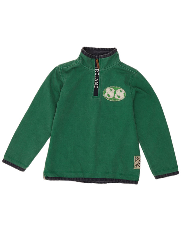 Pulover s kratkim rukavima Fat Face Boys Ireland Graphic Zip Deck 7-8 Year Green