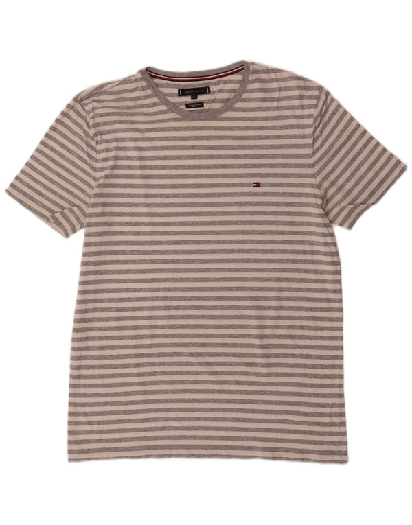 Tommy Hilfiger Mens Slim Fit T-Shirt Top 2XL Grey Striped Cotton