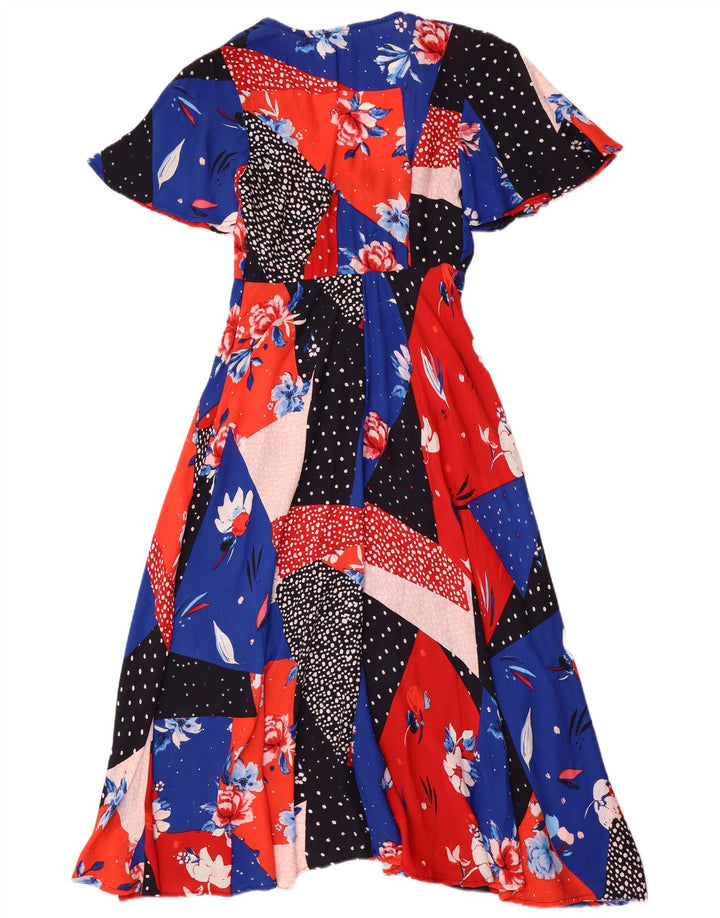 Monsoon ženska maksi haljina UK 8 Mala raznobojna patchwork viskoza