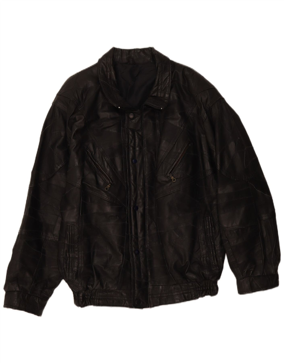 Vintage muška kožna jakna UK 40 Large Black Patchwork