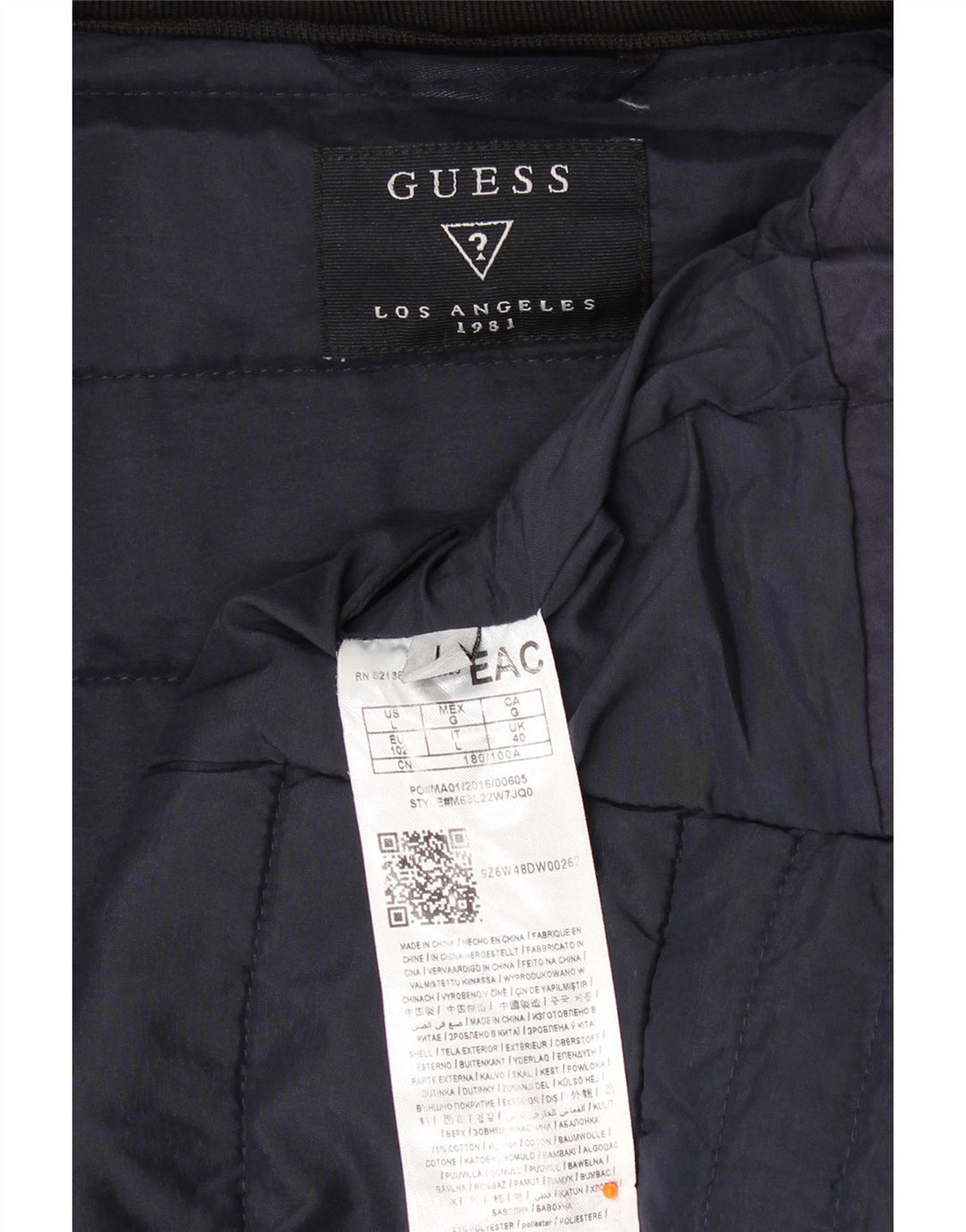 Guess muška podstavljena jakna UK 40 Large tamnoplavi pamuk