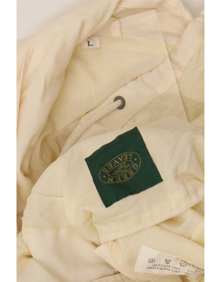 Green Leaves Mens Utility Jacket Large Beige Polyester