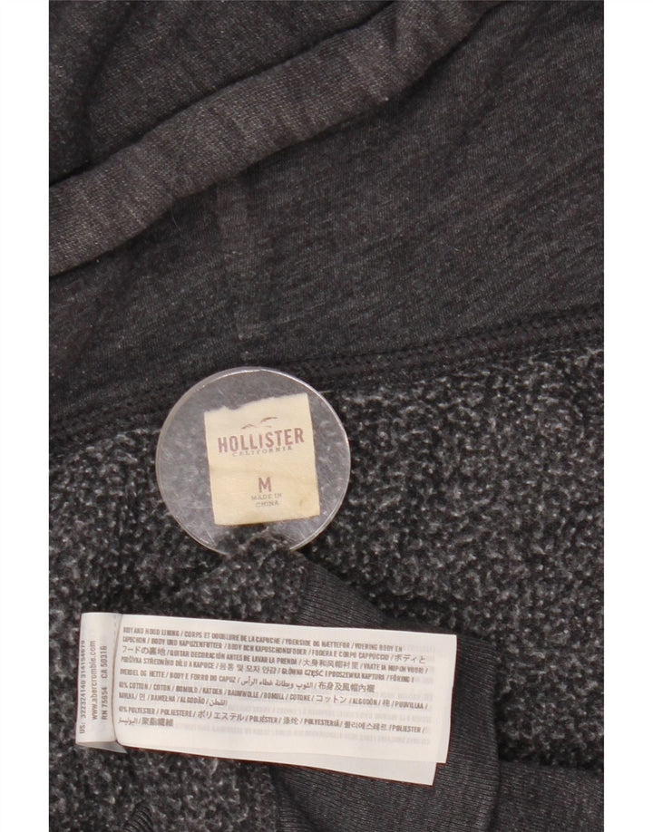 HOLLISTER Muška pulover s kapuljačom s grafičkim patentnim zatvaračem, srednje sivi pamuk