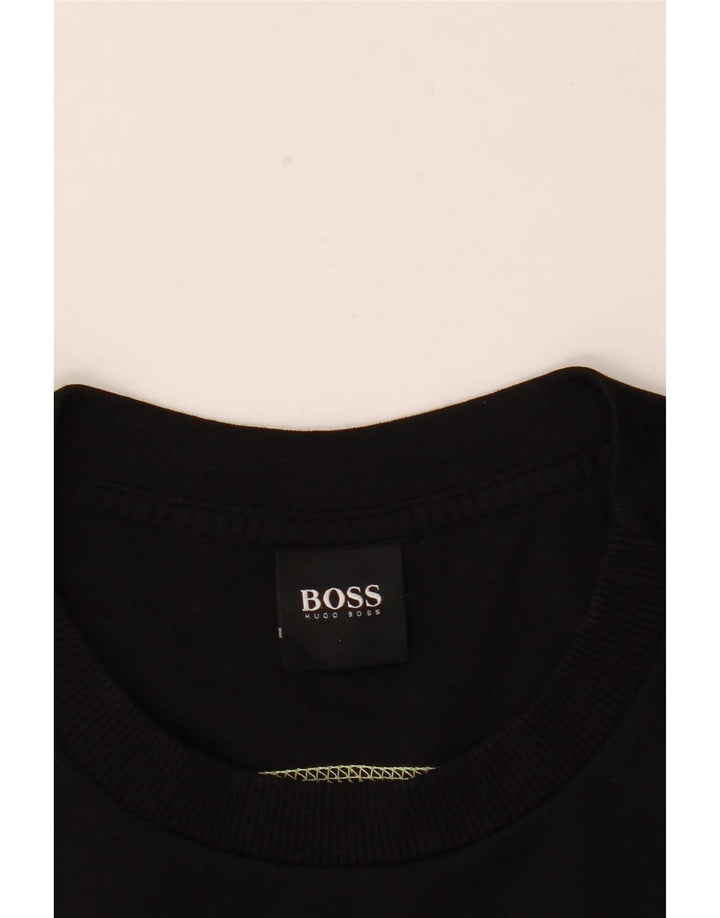 Veliki crni pamučni džemper Hugo Boss s grafičkim motivima