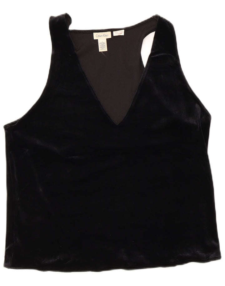 CALVIN KLEIN Ženski gornji dio bluze bez rukava UK 14 Veliki crni poliester