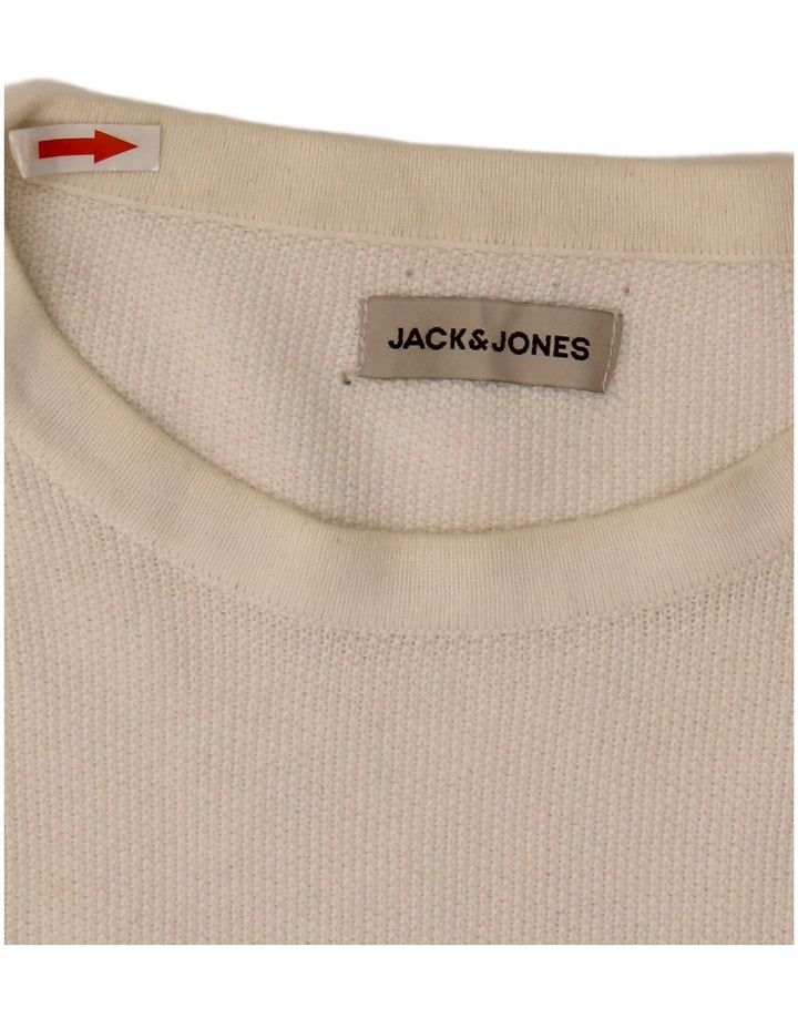 Jack & Jones muški džemper s okruglim izrezom Veliki bijeli pamuk
