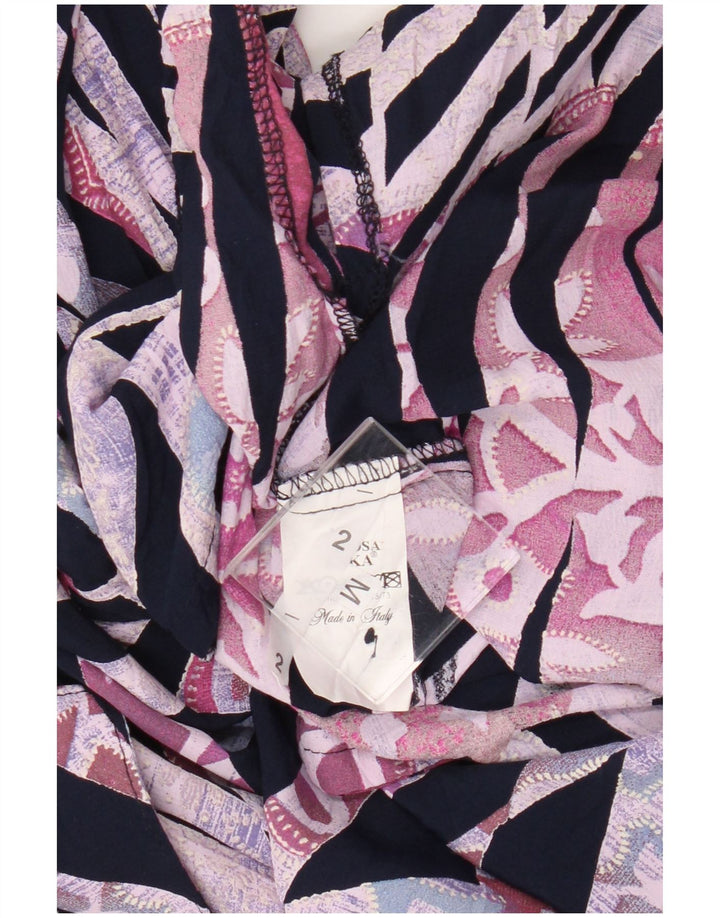 Vintage ženska košulja UK 14 srednje raznobojna geometrijska viskoza