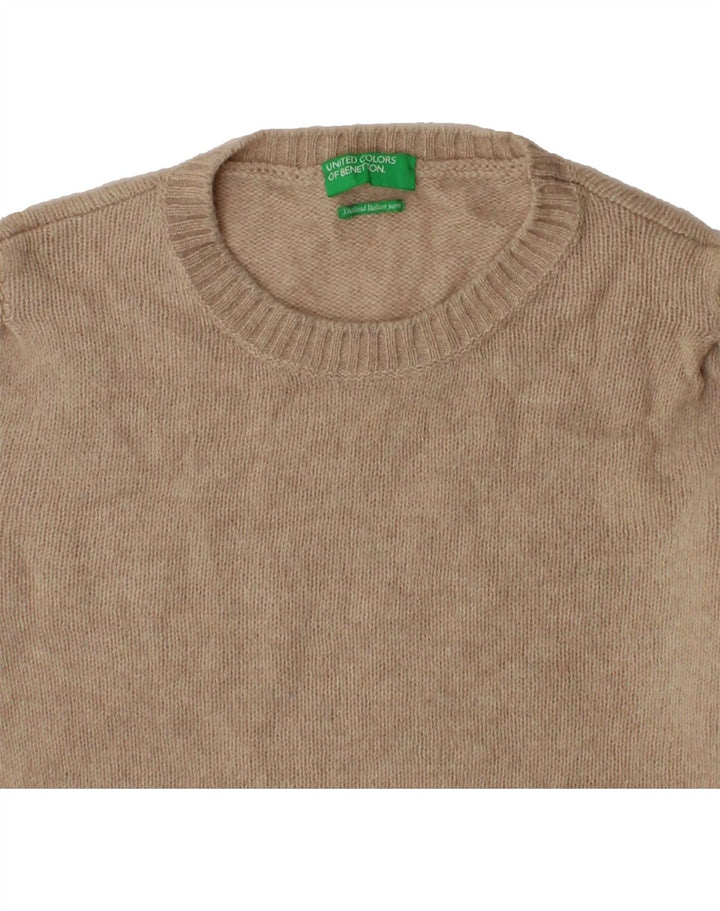 BENETTON Womens Crew Neck Jumper Sweater UK 12 Medium Beige Vintage Benetton and Second-Hand Benetton from Messina Hembry 