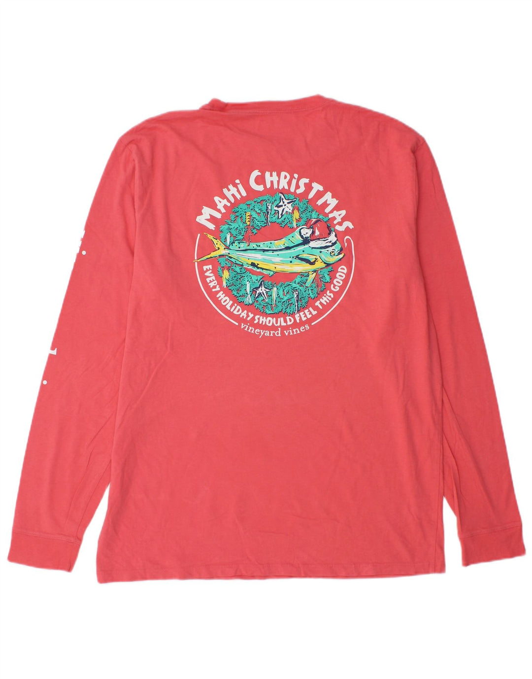 Vineyard Vines muška majica dugih rukava s grafikama, srednje ružičasti pamuk