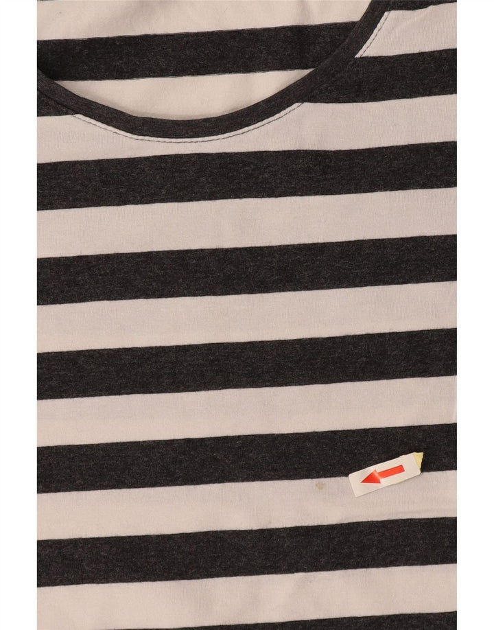 FRENCH CONNECTION Ženska majica kratkih rukava UK 12 Srednje sivi pamuk na pruge