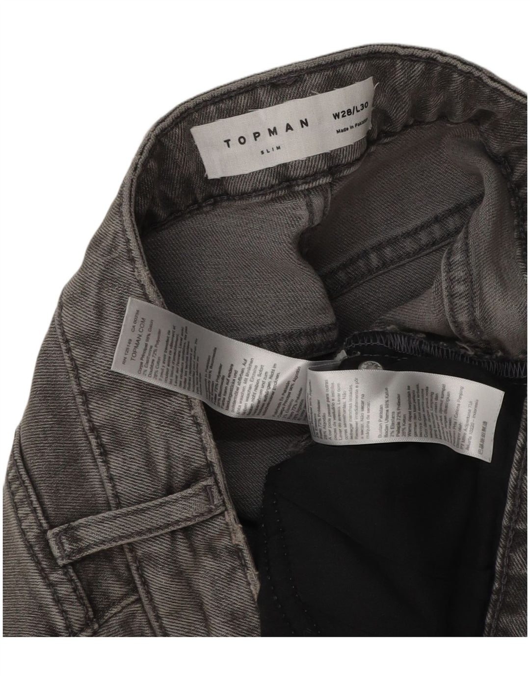 Topman muške uske traperice W28 L30 sivi pamuk