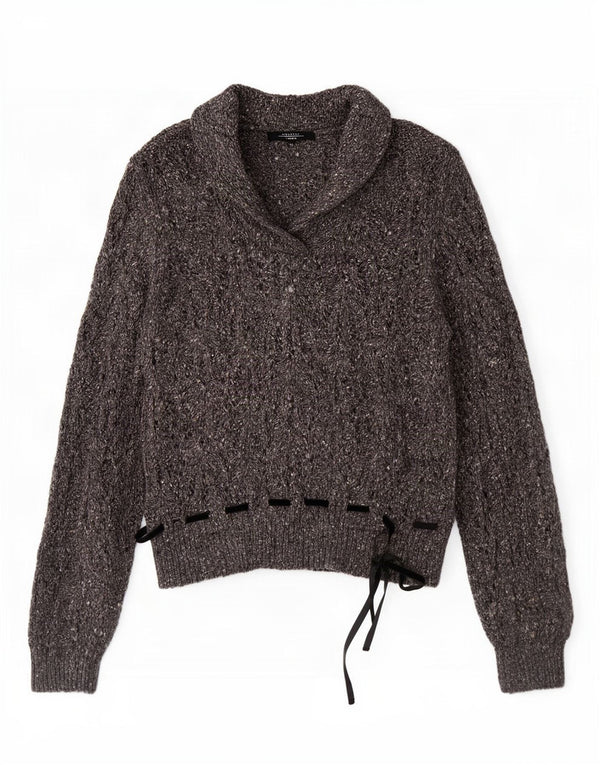 Max Mara ženski vikend džemper sa šalom i izrezom UK 18 XL sivo s pjegama