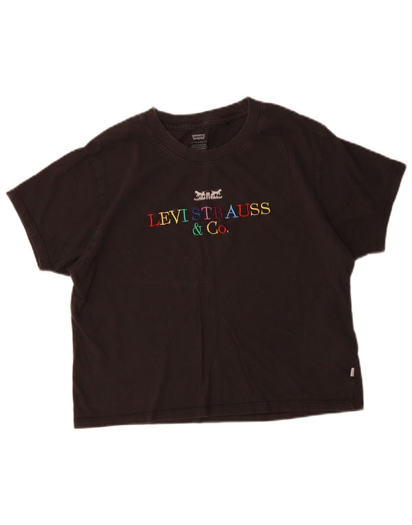 LEVI'S ženska majica kratkih rukava prekomjernih dimenzija UK 6 XS crni pamuk