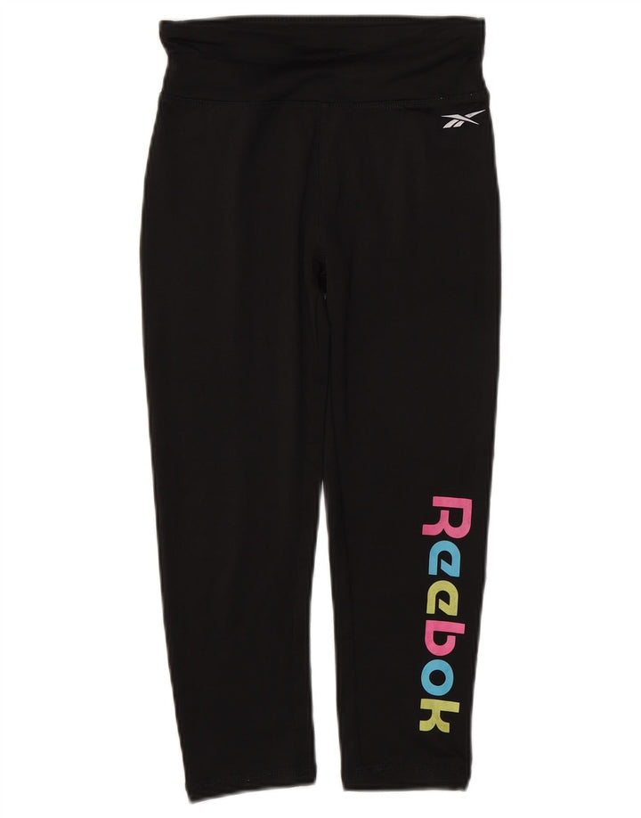 Reebok Girls Capri Graphic Leggings 10-11 Years Black Poliester