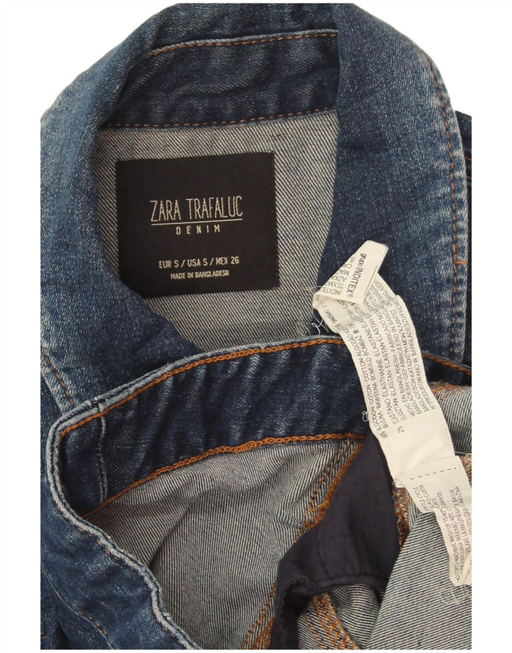 Zara ženska crop traper jakna UK 10 Small Blue Cotton