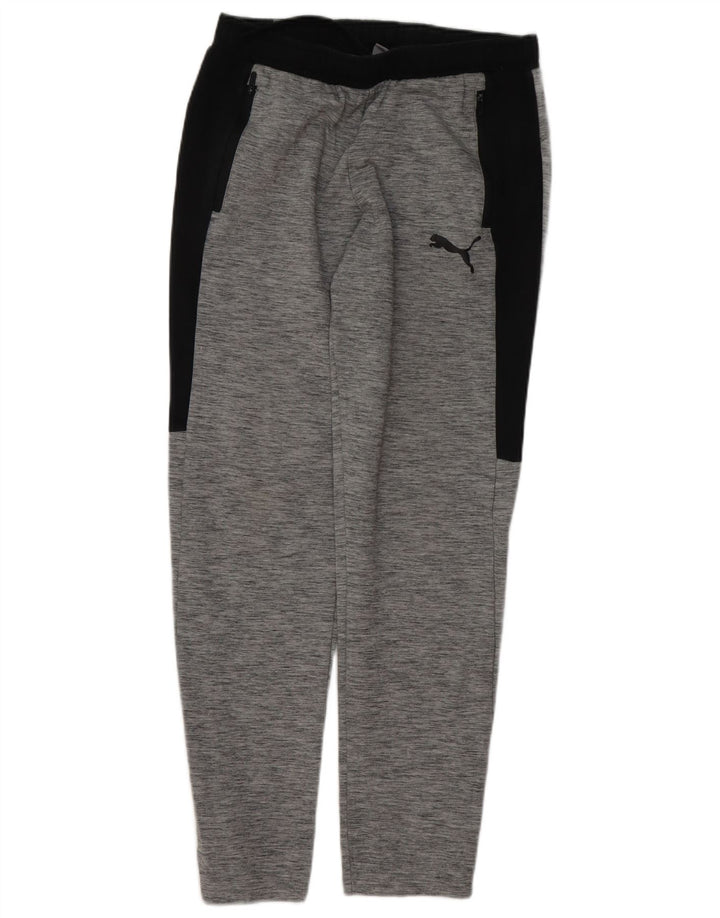PUMA Mens Tracksuit Trousers Medium Grey Colourblock Cotton
