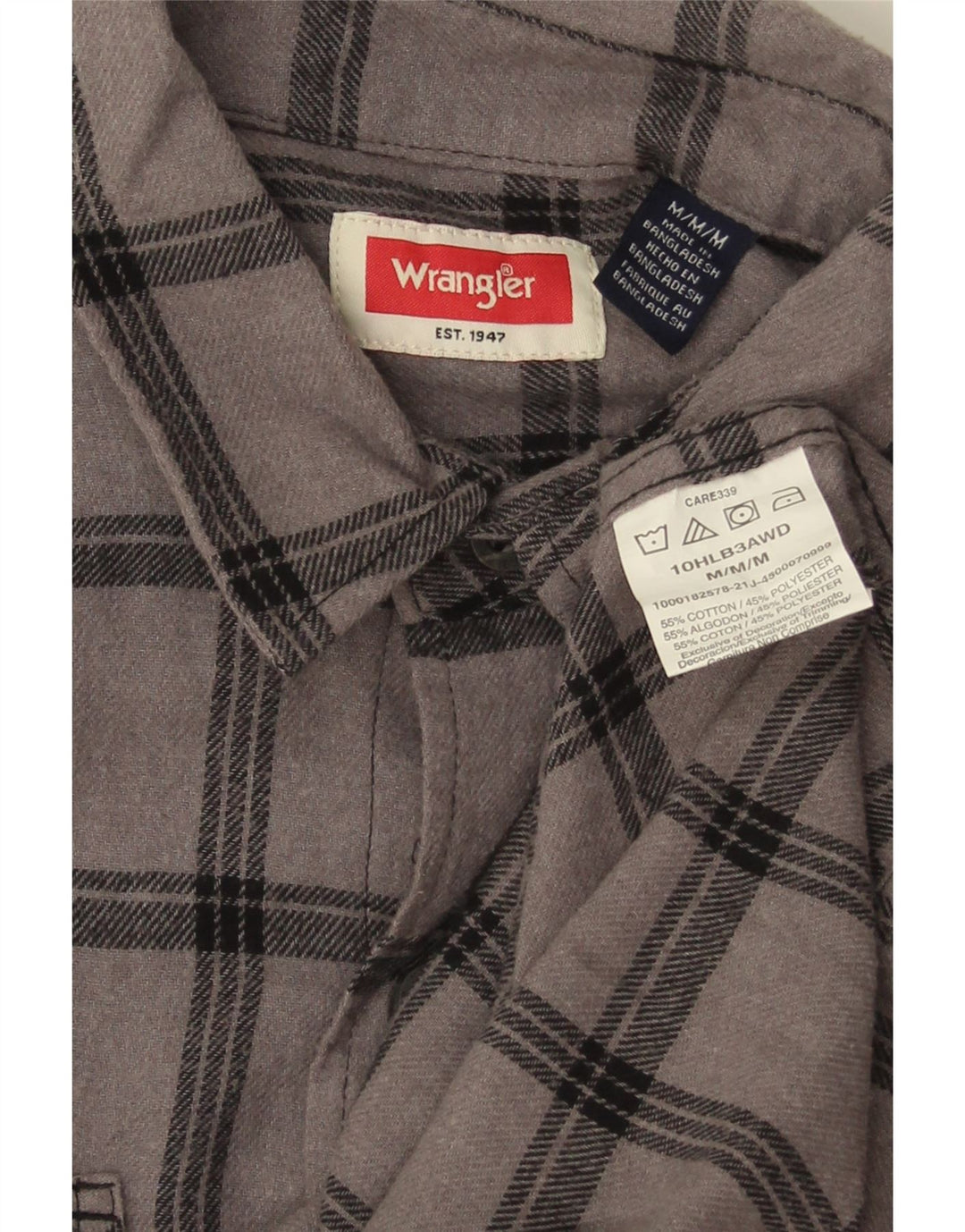 Wrangler muška flanelska košulja, pamuk u srednje sivom karu