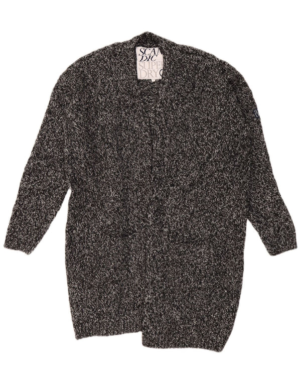 SUPERDRY ženski prekomjerni dugi kardigan pulover UK 18 XL sivi s pjegama