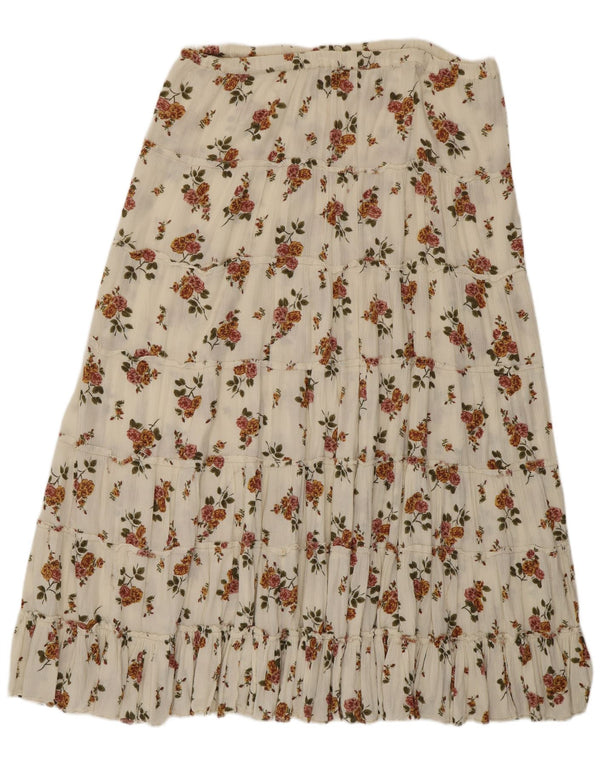 Vintage ženska suknja u više slojeva visokog struka W36 XL bijela cvjetna