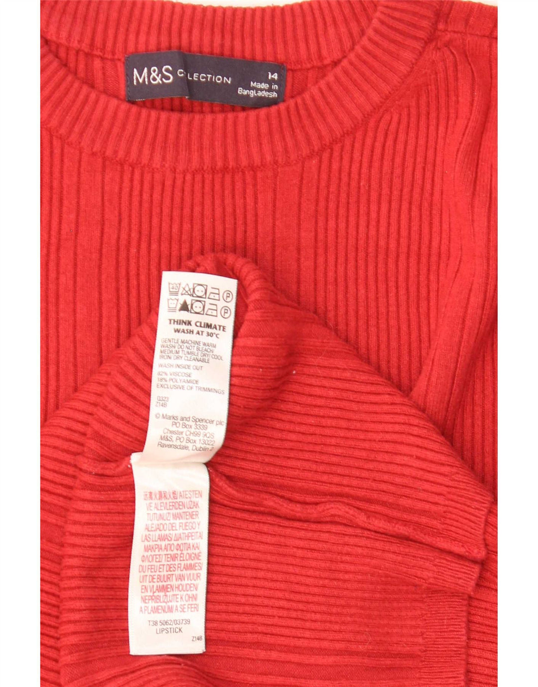Marks & Spencer ženski džemper s okruglim izrezom UK 14 Srednje crvena viskoza